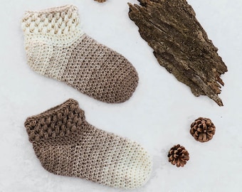 Coffee Bean Slipper Socks Crochet Pattern PDF Printable Modern Bean Stitch Ombre