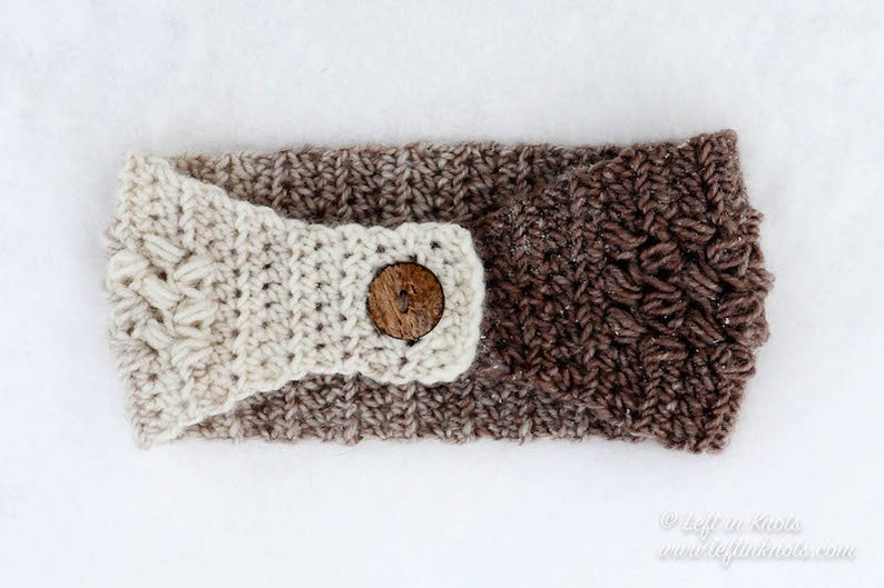 Coffee Bean Ear Warmer Headband Crochet Pattern PDF Printable Download image 2