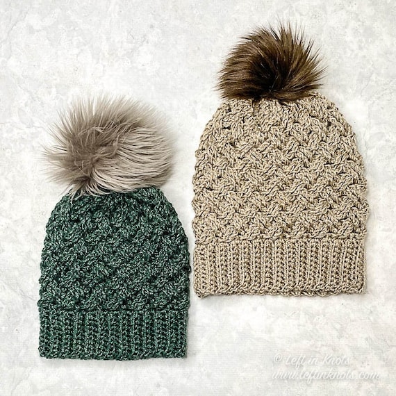 Celtic Weave Stitch Hat Crochet Pattern PDF Printable Download.