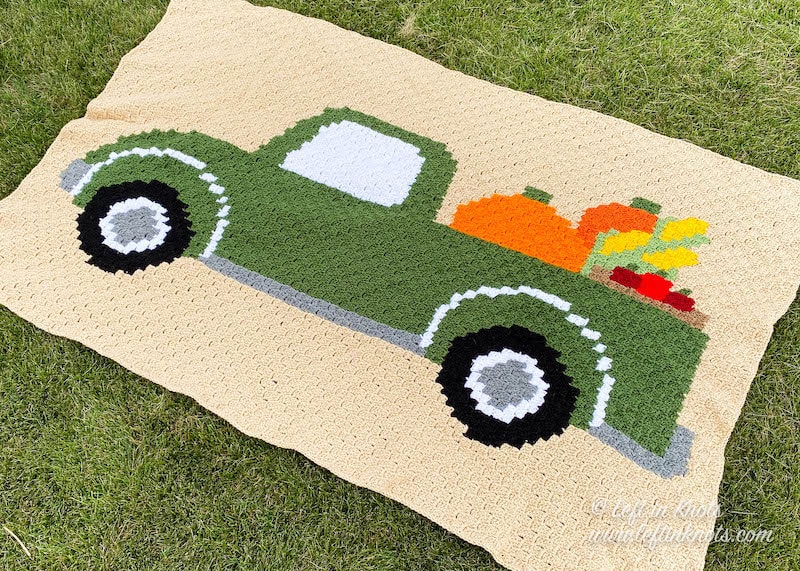 36 Crochet Pixel Charts with Tapestries, Blankets, Pillows, and Graphs 5 Vintage Truck with Pumpkins and Apples for Fall C2C