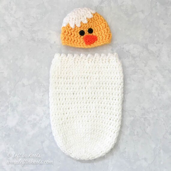 Baby Chick Newborn Cocoon and Hat Photo Prop Set Crochet Pattern Printable PDF Spring Baby Swaddle