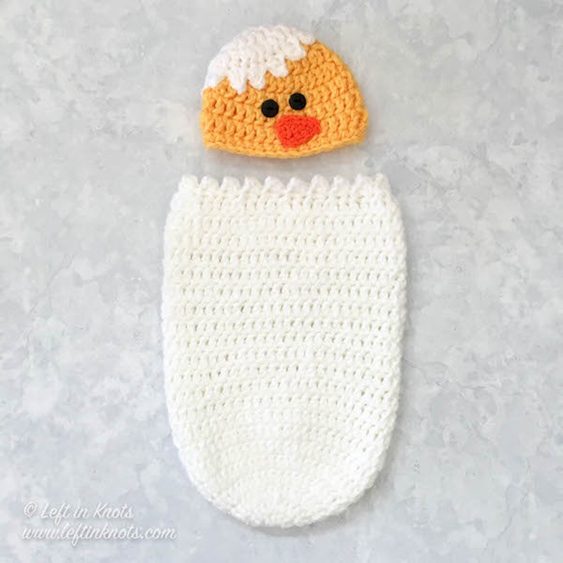 Baby Chick Newborn Cocoon and Hat Photo Prop Set Crochet Pattern Printable PDF Spring Baby Swaddle image 1