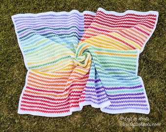 Rainbow Stripe Blanket Crochet Pattern PDF Printable Download Baby Blanket Afghan Throw