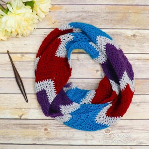 Crochet Facets Chevron Infinity Scarf - Printable PDF Pattern for an ...