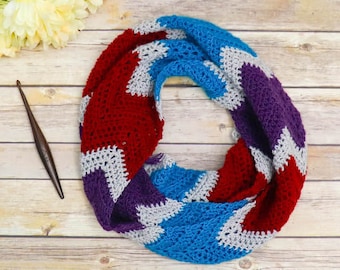 Crochet Facets Chevron Infinity Scarf - Printable PDF pattern for an easy crochet infinity scarf