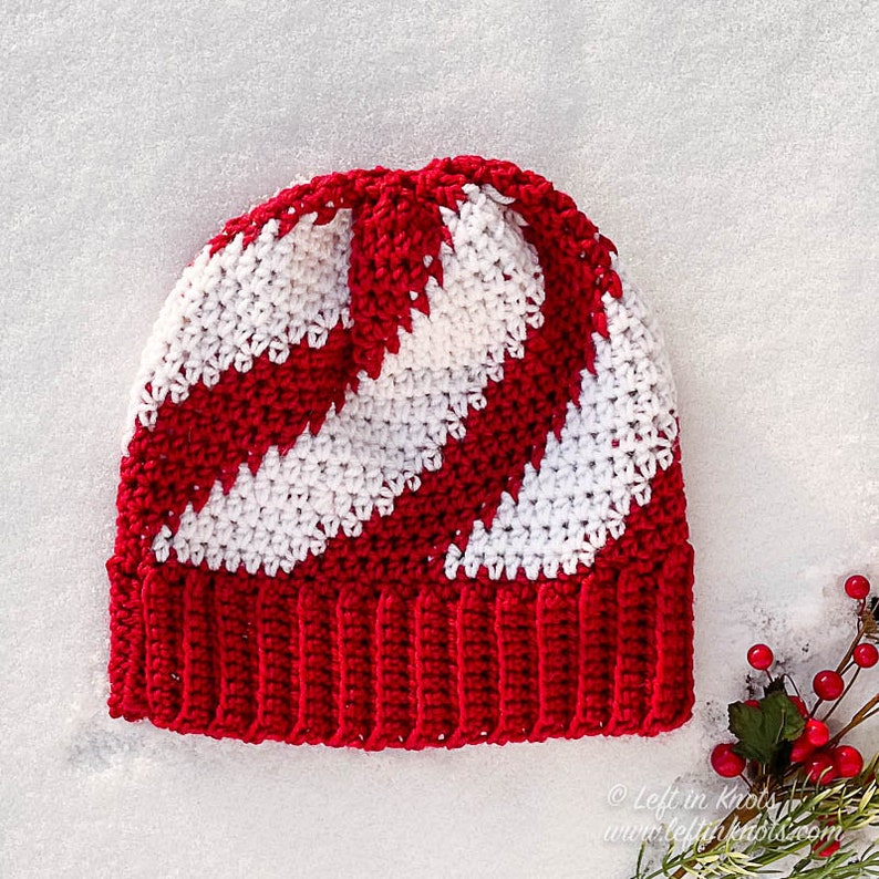 Sweet Swirl Beanie Crochet Pattern PDF Printable Download peppermint candy cane hat image 3