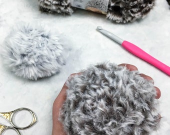 Faux Fur Pom Poms *Crochet Pattern PDF* Modern Printable in 2 Sizes