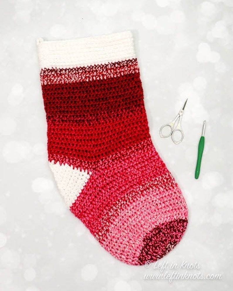 Crochet Holly Jolly Christmas Stocking PATTERN PDF Printable Download in two sizes image 5