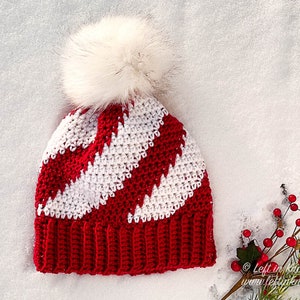 Sweet Swirl Beanie Crochet Pattern PDF Printable Download peppermint candy cane hat image 2