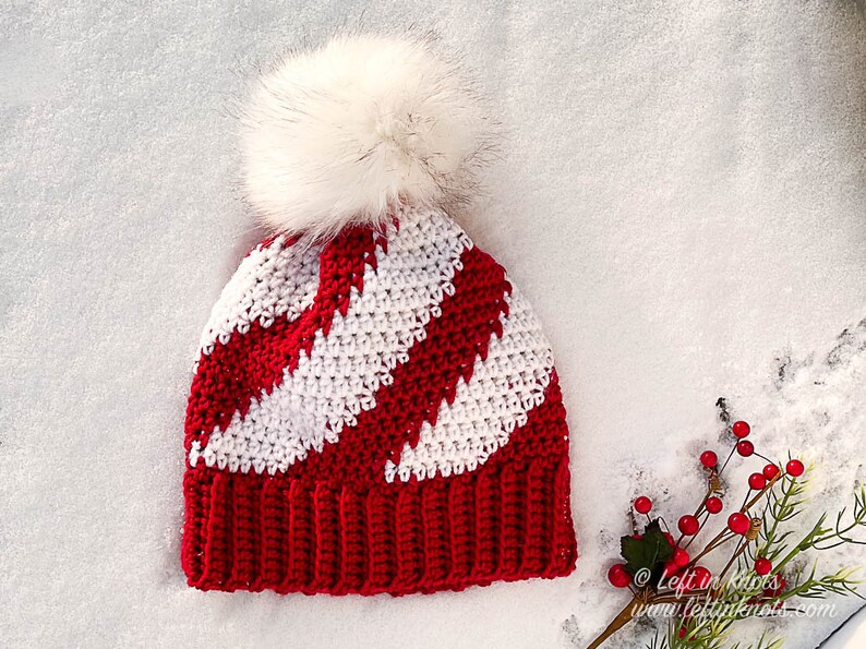 Sweet Swirl Beanie Crochet Pattern PDF Printable Download peppermint candy cane hat image 2