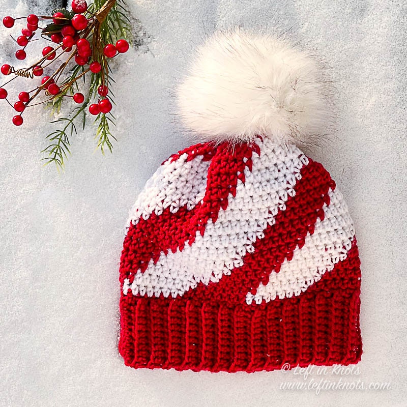 LOOM Candy Lane Beanie / Toque / Knit Hat / Peppermint / Candy Cane / Teens  / Woman / Loom Knitting Patterns PDF Instant Download ONLY 