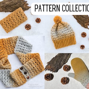 Candied Ginger Crochet Pattern Collection: Four Modern Crochet Patterns PDF Download Scarf, Mittens, Beanie, Ear Warmer