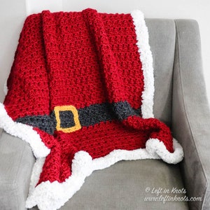 Kerstman geïnspireerd kerst gehaakt dekenpatroon PDF afdrukbare download Babydeken Afghaanse worp