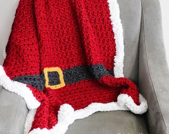 Santa Inspired Christmas Crochet Blanket Pattern PDF Printable Download Baby Blanket Afghan Throw