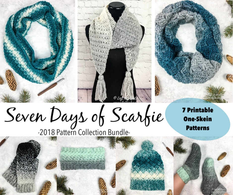 Seven Crochet Patterns Bundle: Seven Days of Scarfie PDF Download