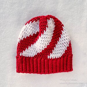 Sweet Swirl Beanie Crochet Pattern PDF Printable Download peppermint candy cane hat image 4