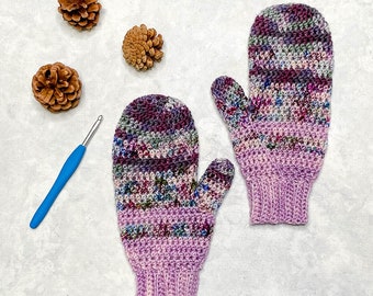 Faded Stripe Mittens Crochet PATTERN PDF Printable Mitten pattern made with Hand Dyed Yarn