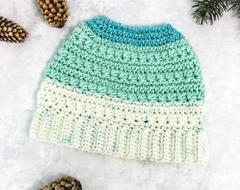 Messy Bun Hat Crochet Pattern PDF 