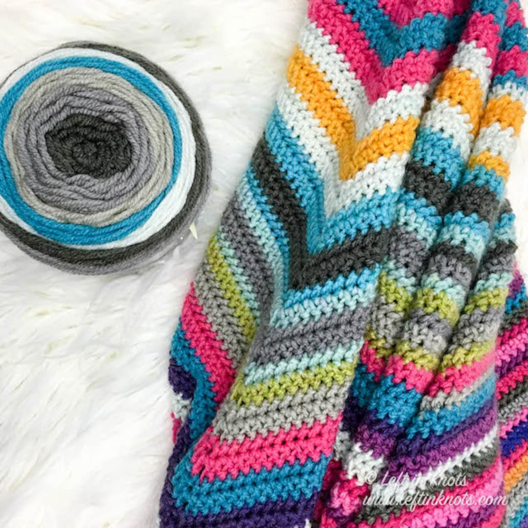 Crochet Caron Cakes Wavy Blanket Pattern, EASY