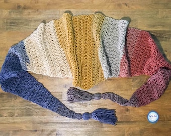 Crunching Leaves Mod Scarf Crochet Pattern PDF Triangle Scarf