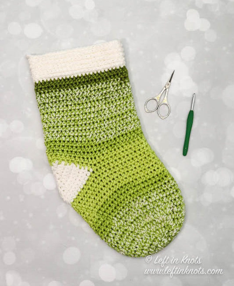 Crochet Holly Jolly Christmas Stocking PATTERN PDF Printable Download in two sizes image 6