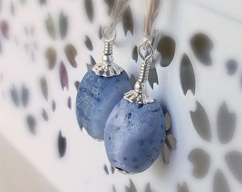 Sponge coral earrings Sterling Blue coral earrings Dangle drop coral earrings Handmade coral jewelry