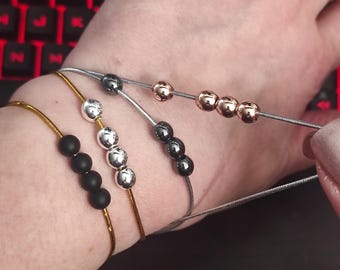 Silver and Gold stretch cord fidget bracelet Skin picking Calming Busy hands Discreet jewelry