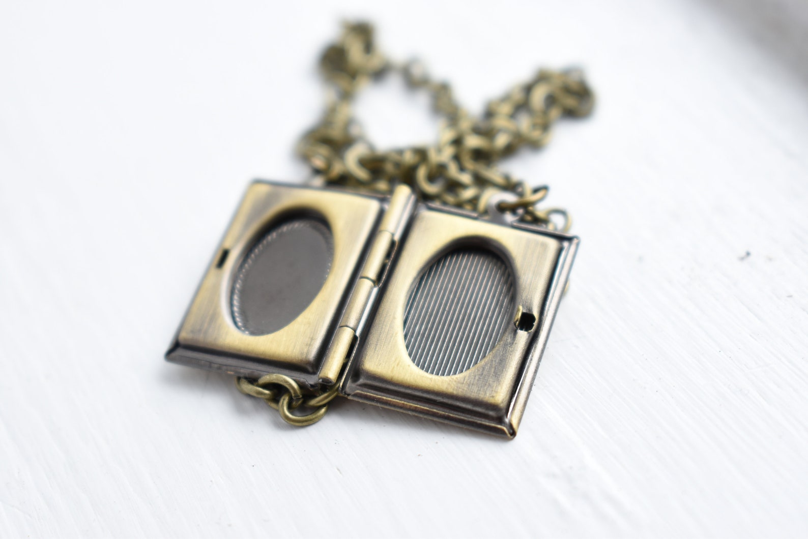 Dark Academia book necklace 2 picture photo locket pendant Etsy