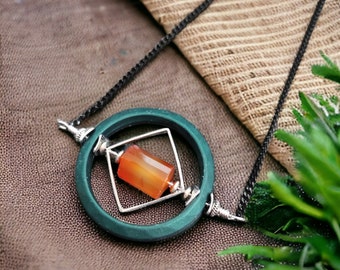 Adult ADHD Fidget Stim Necklace 32 inches length / Over the head Carnelian necklace