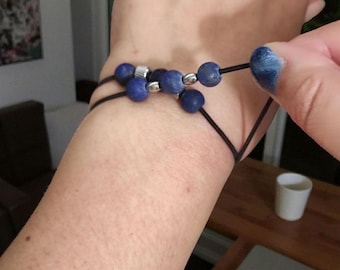 Pulsera antiestrés de lapislázuli azul, alivio de la irritación de la piel, calma sensorial