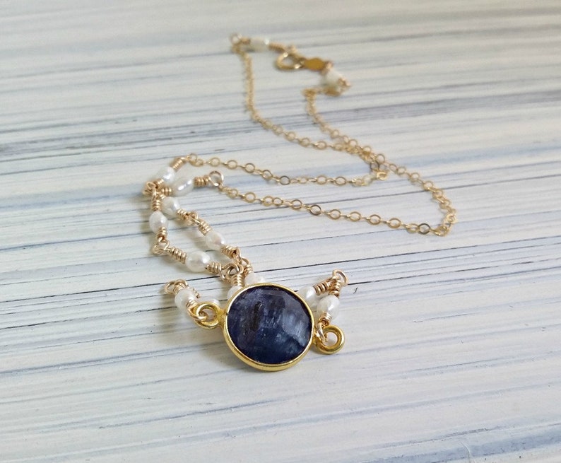 Seed pearl necklace raw ruby necklace Raw sapphire necklace Gold