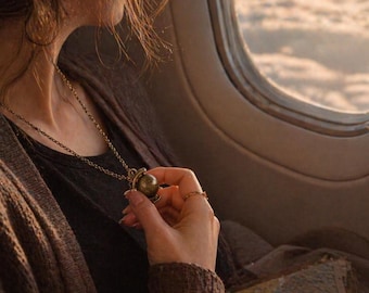 Globe travelling necklace Moving away gift Spinning earth Calming Stim novelty jewelry