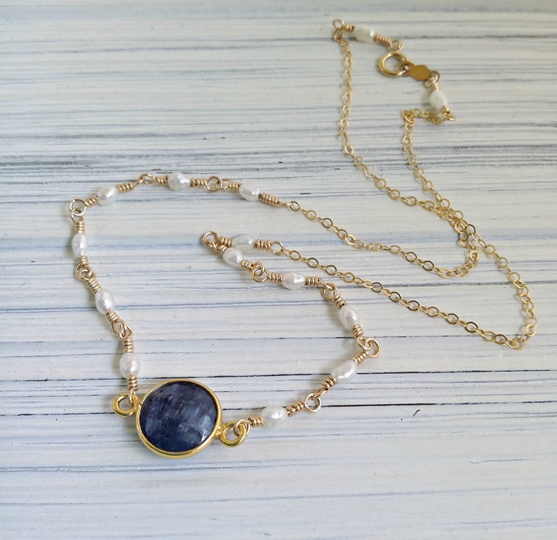 Seed pearl necklace raw ruby necklace Raw sapphire necklace Gold