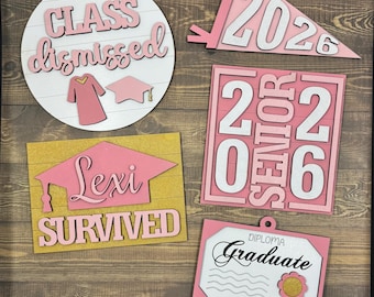 Graduation "Class Dismissed" Tier Tray Signs