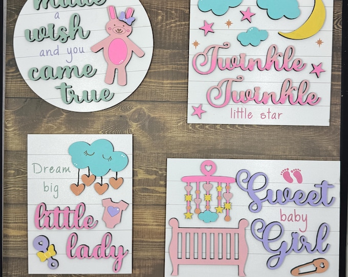 Featured listing image: Baby Girl Tier Tray Signs