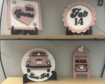 Love Bug postage Valentine TIer Tray Signs