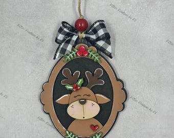 Reindeer Oval Ornament