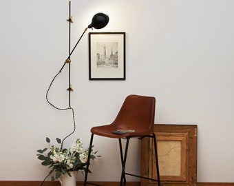 The Black Pole Sconce • Articulating Plug-in Wall Light • Wall Sconce • Mid-Century Modern Sconce