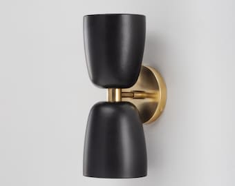 Frances Double Sconce in Black & Brass • Made by Hand in the Pacific Northwest