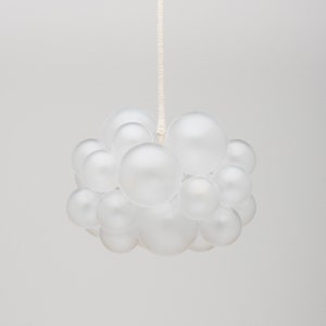 The Frosted 25 Bubble Chandelier (18" diameter) • Custom Cord Options • LED Light • Ceiling Light • Hand-Frosted Glass Bubbles