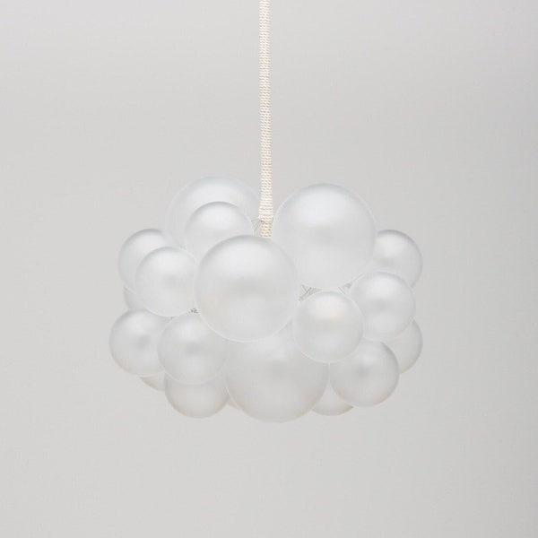 The Frosted 25 Bubble Chandelier (18" diameter) • Custom Cord Options • LED Light • Ceiling Light • Hand-Frosted Glass Bubbles