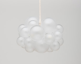 The Frosted 25 Bubble Chandelier (18" diameter) • Custom Cord Options • LED Light • Ceiling Light • Hand-Frosted Glass Bubbles