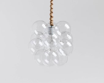 Hand Blown Glass Bubble Pendant Light: 10&quot; LED Ceiling Light