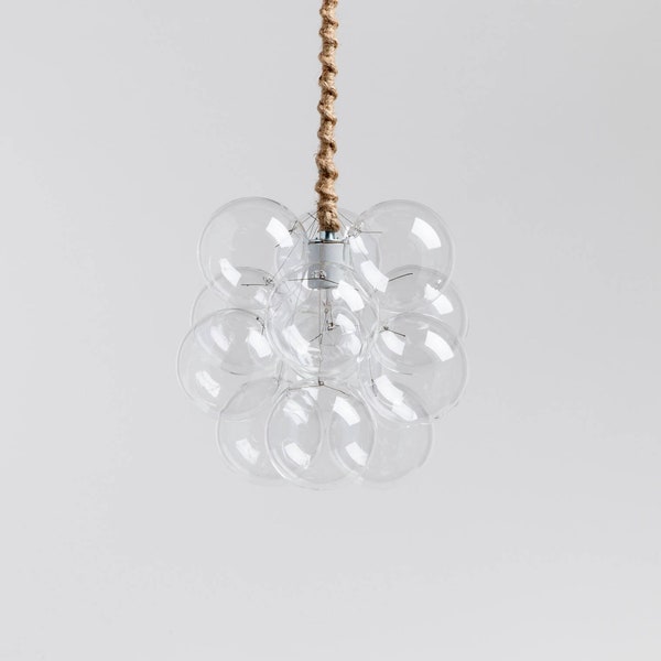 Hand Blown Glass Bubble Pendant Light: 10" LED Ceiling Light