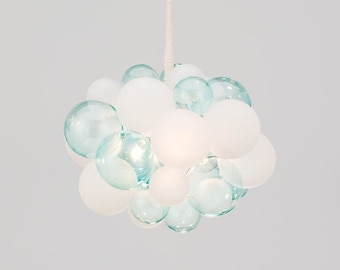 The Seaglass 31 Bubble Chandelier (22" diameter) • Custom Cord Options • LED lighting • Modern Chandelier