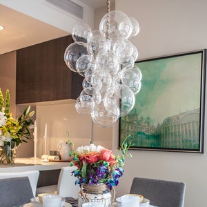 The Waterfall Bubble Chandelier 20 tall As Seen On Etsy Commercial Dining Room Chandelier Bubble Light image 1