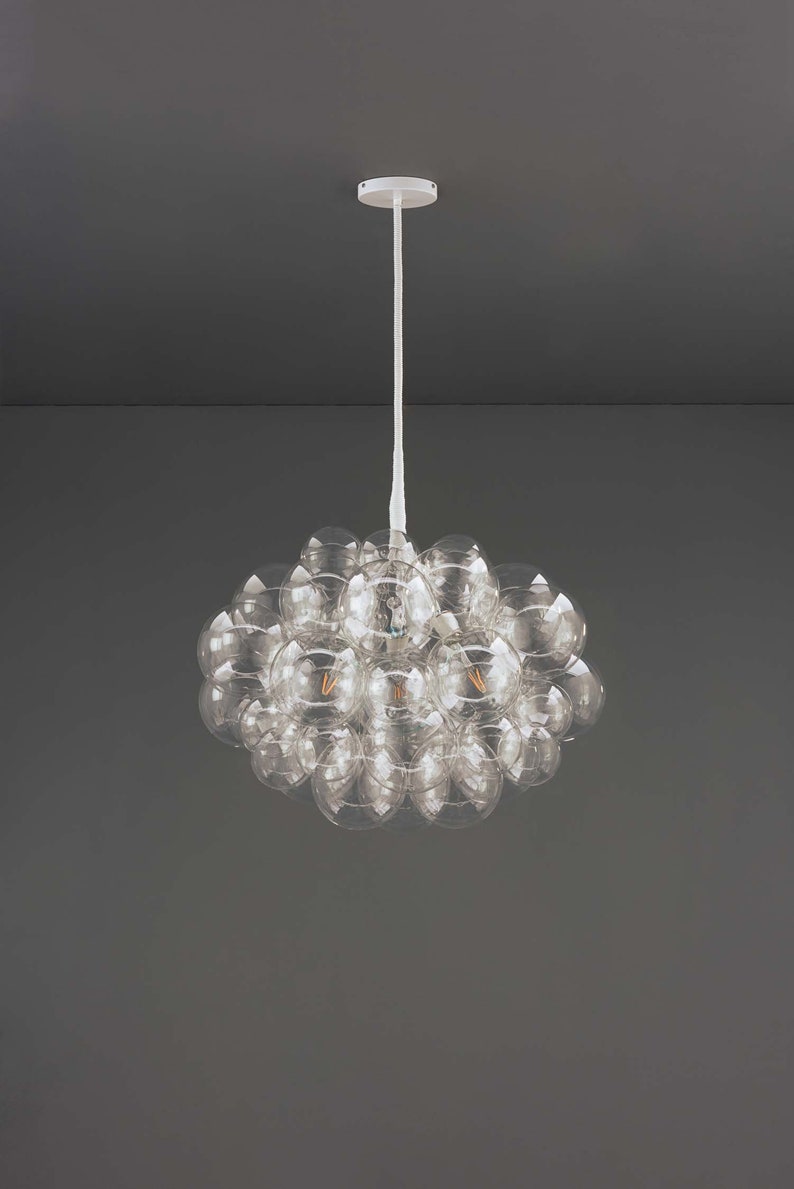 Clear 45 Bubble Chandelier made by hand in the Pacific Northwest.