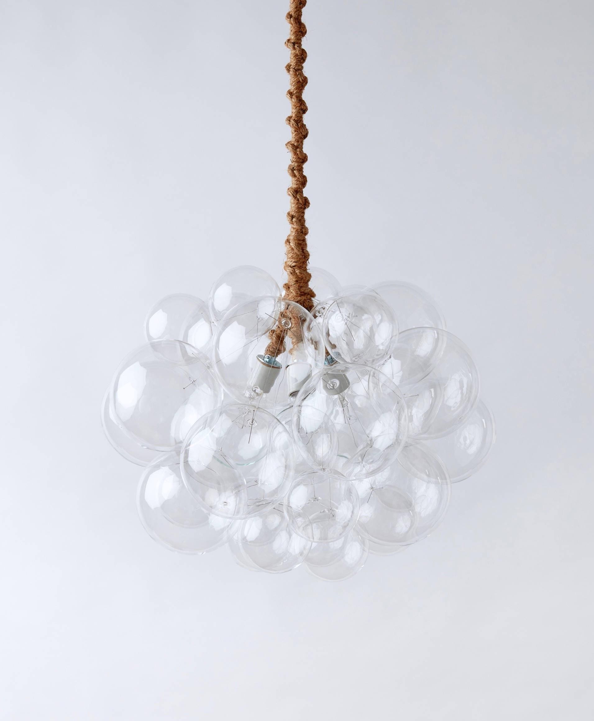 Hand Blown Glass Bubble Chandelier - 22" Diameter - LED Dining Light