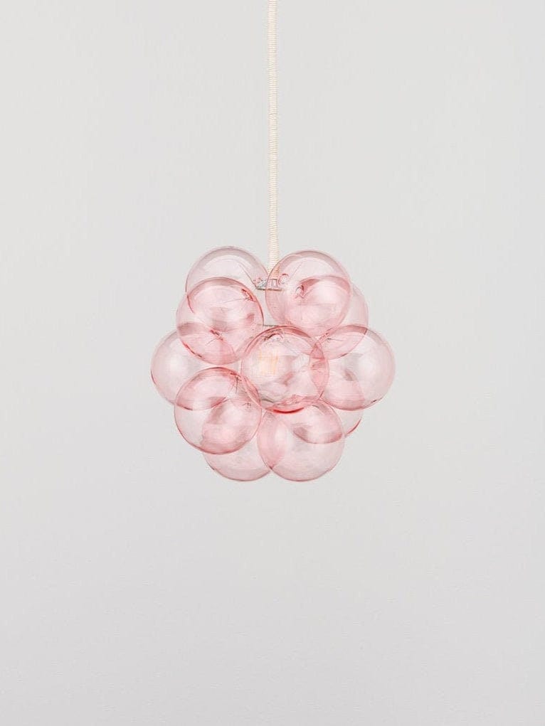 Blush Bubble Pendant Light: Hand Blown Glass Chandelier (10" diameter)