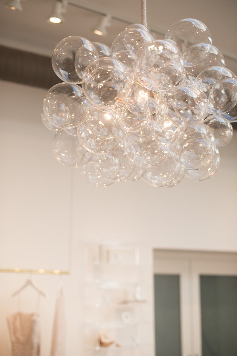 Clear 45 Bubble Chandelier made by hand in the Pacific Northwest.